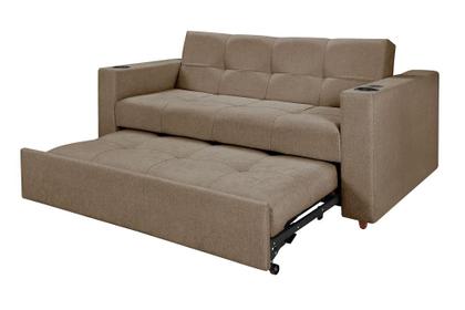 Imagem de Sofá Cama Austin Retrátil Reclinável Com Kit Multimídia Som Bluetooth USB Porta Copos