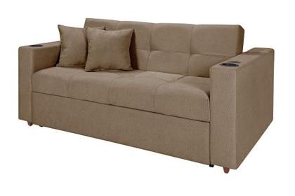 Imagem de Sofá Cama Austin Retrátil Reclinável Com Kit Multimídia Som Bluetooth USB Porta Copos