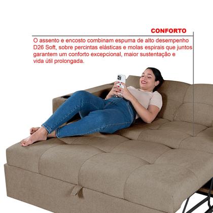 Imagem de Sofá Cama Austin Retrátil Reclinável Com Kit Multimídia Som Bluetooth USB Porta Copos