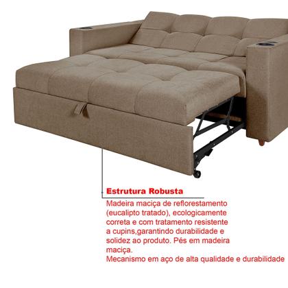 Imagem de Sofá Cama Austin Retrátil Reclinável Com Kit Multimídia Som Bluetooth USB Porta Copos