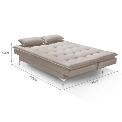 Imagem de Sofá Cama Bangkok Pés Cromados Tecido Alta Qualidade Veludo
