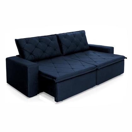 Imagem de Sofá Cama Bangkok Sem Caixa 2,10m Retrátil e Reclinável Com Molas Velut Azul - King House