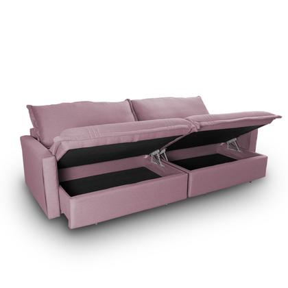 Imagem de Sofá Cama Baú Ravello Sem Caixa 2,26m Linho Rose 3 Lugares