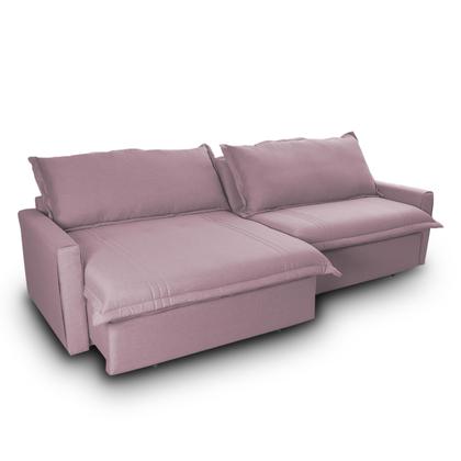 Imagem de Sofá Cama Baú Ravello Sem Caixa 2,26m Linho Rose 3 Lugares