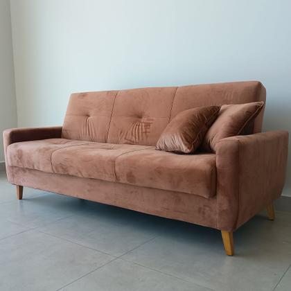 Imagem de Sofá Cama Baú Rocoo 205cm Reclinável Veludo Terracota - Sallar Home