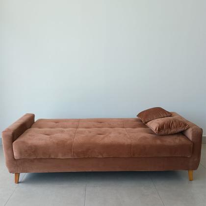 Imagem de Sofá Cama Baú Rocoo 205cm Reclinável Veludo Terracota - Sallar Home
