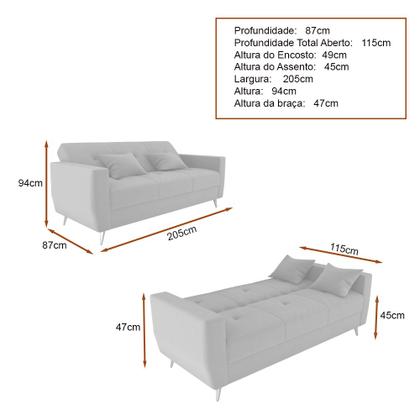 Imagem de Sofá Cama Baú Rocoo 205cm Reclinável Veludo Terracota - Sallar Home