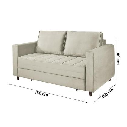 Imagem de Sofá Cama Belize 2 Lugares Com Pés de Madeira e Rodízios