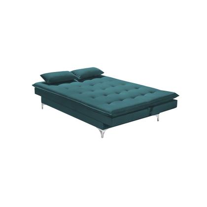 Imagem de Sofá Cama Berlim 190cm Veludo Azul - Luxo Estofados