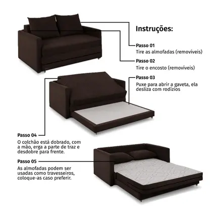 Imagem de Sofa Cama Casal 147cm Trento Estofama