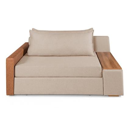 Imagem de Sofá-Cama Casal 2 Lugares com Baú Lateral Panamá Linho Chocolate