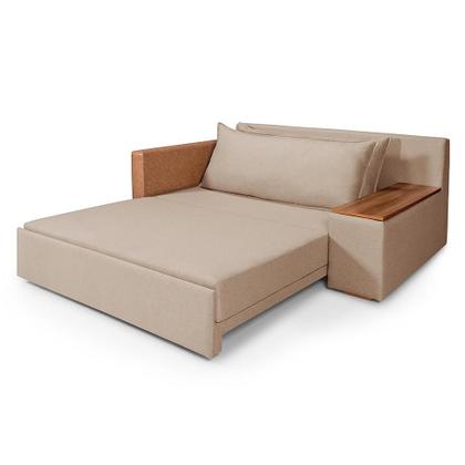 Imagem de Sofá-Cama Casal 2 Lugares com Baú Lateral Panamá Linho Chocolate