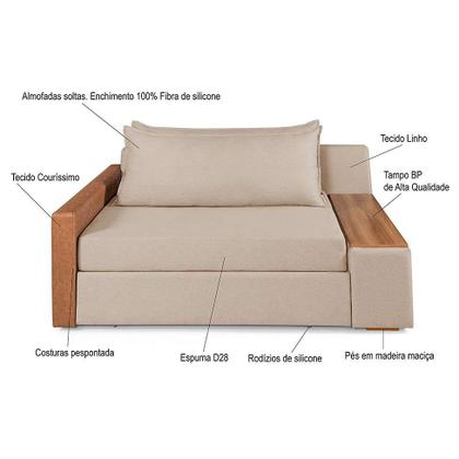 Sofá-Cama Casal 2 Lugares com Baú Lateral Panamá Linho Chocolate - Mobly Imagem de Sofá-Cama Casal 2 Lugares com Baú Lateral Panamá Linho Chocolate