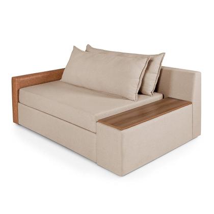 Imagem de Sofá-Cama Casal 2 Lugares com Baú Lateral Panamá Linho Chocolate