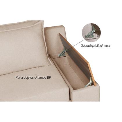 Imagem de Sofá-Cama Casal 2 Lugares com Baú Lateral Panamá Linho Chocolate