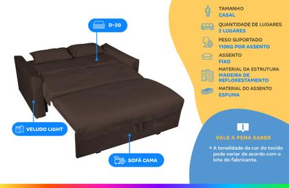 Sofá-cama Casal 2 Lugares com Baú Reclinável Veludo Matrix Cristal Imagem de Sofá-cama Casal 2 Lugares com Baú Reclinável Veludo Matrix Cristal
