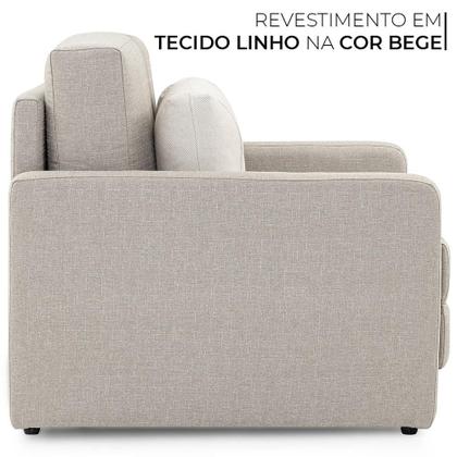 Imagem de Sofá-Cama Casal 2 Lugares Herval Aurora, Linho Bege, 146 cm