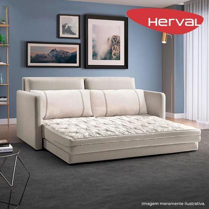 Imagem de Sofá-Cama Casal 2 Lugares Herval Aurora, Linho Bege Areia, 146 cm