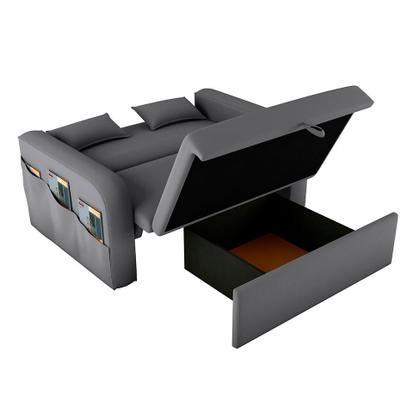 Imagem de Sofá-Cama Casal 2 Lugares Lady Dai com Baú Suede Cinza