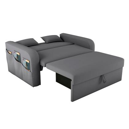Imagem de Sofá-Cama Casal 2 Lugares Lady Dai com Baú Suede Cinza