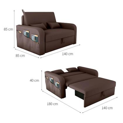 Imagem de Sofá-Cama Casal 2 Lugares Lady Dai com Baú Suede Marrom