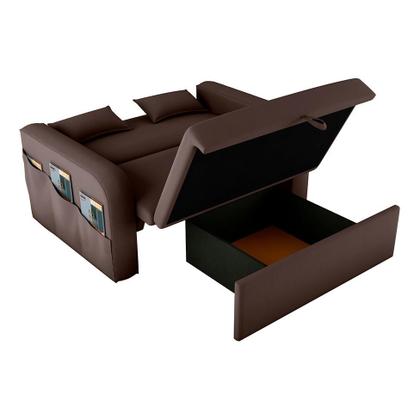 Imagem de Sofá-Cama Casal 2 Lugares Lady Dai com Baú Suede Marrom
