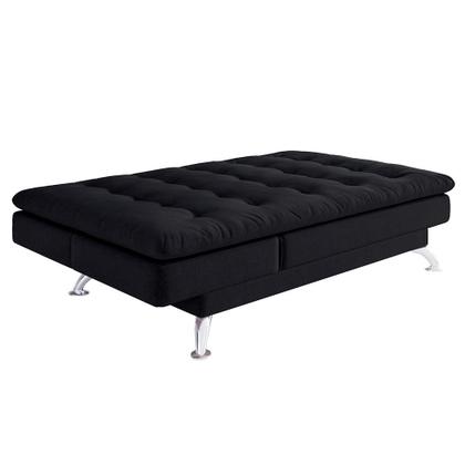 Imagem de Sofá-Cama Casal 3 Lugares Amanda I Suede com Almofadas Preto
