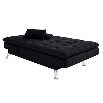 Imagem de Sofá-Cama Casal 3 Lugares Amanda I Suede com Almofadas Preto