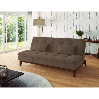 Imagem de Sofá-Cama Casal 3 Lugares Amanda Suede com Almofadas Castanho