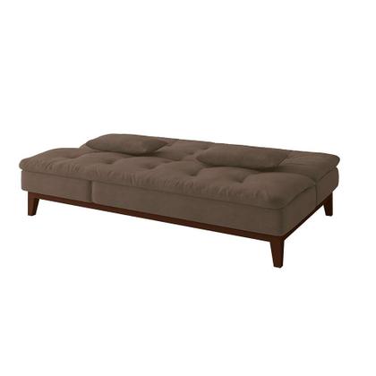 Imagem de Sofá-Cama Casal 3 Lugares Amanda Suede com Almofadas Castanho