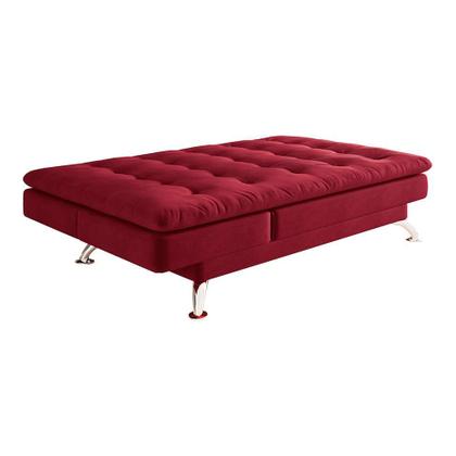 Imagem de Sofá-Cama Casal 3 Lugares Amanda Suede com Almofadas Vermelho