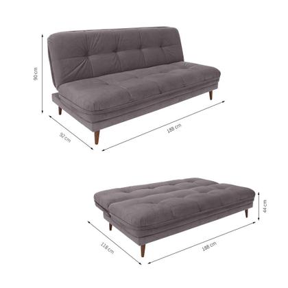 Imagem de Sofá-Cama Casal 3 Lugares Anitta Suede Cinza