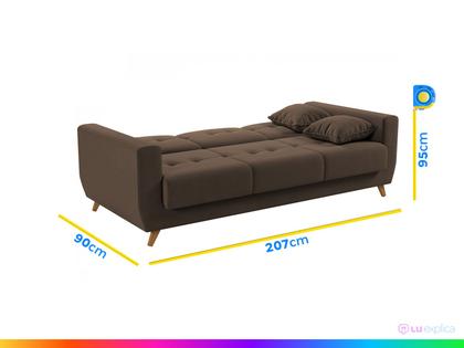 Imagem de Sofá-cama Casal 3 Lugares com Baú Reclinável Veludo Matrix Pâmela