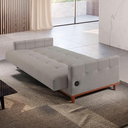 Imagem de Sofá-Cama Casal 3 Lugares com USB Noronha Linho Bege Claro