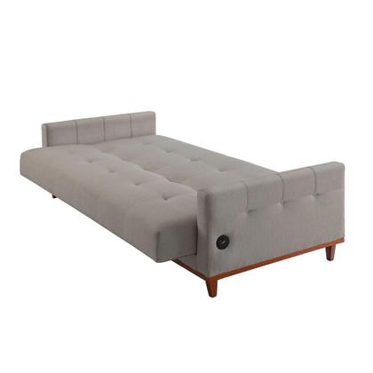 Imagem de Sofá-Cama Casal 3 Lugares com USB Noronha Linho Bege Claro
