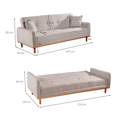 Imagem de Sofá-Cama Casal 3 Lugares Dacar Linho Cinza 186 cm