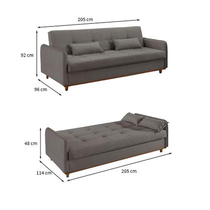 Imagem de Sofá-Cama Casal 3 Lugares Ipanema com Baú Linho Cinza