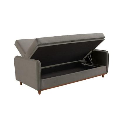 Imagem de Sofá-Cama Casal 3 Lugares Ipanema com Baú Linho Cinza