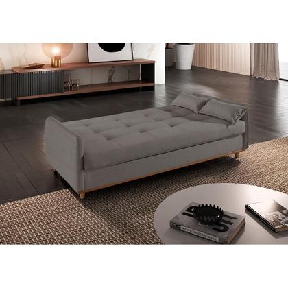 Imagem de Sofá-Cama Casal 3 Lugares Ipanema com Baú Linho Cinza