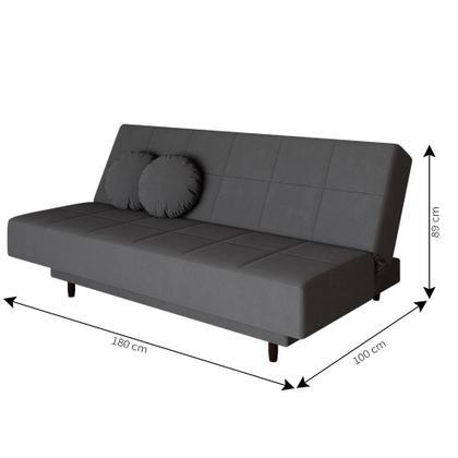 Sofá-Cama Casal 3 Lugares Jimmy Suede Grafite - Mobly Imagem de Sofá-Cama Casal 3 Lugares Jimmy Suede Grafite