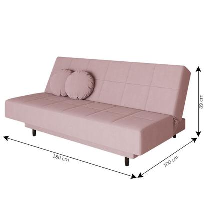 Sofá-Cama Casal 3 Lugares Jimmy Suede Rosa Claro - Mobly Imagem de Sofá-Cama Casal 3 Lugares Jimmy Suede Rosa Claro