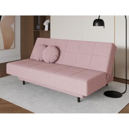 Sofá-Cama Casal 3 Lugares Jimmy Suede Rosa Claro - Mobly Imagem de Sofá-Cama Casal 3 Lugares Jimmy Suede Rosa Claro