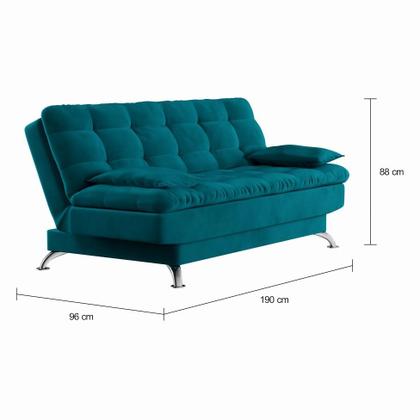 Sofá-Cama Casal 3 Lugares Luxo Suede Azul Turquesa - Mobly Imagem de Sofá-Cama Casal 3 Lugares Luxo Suede Azul Turquesa