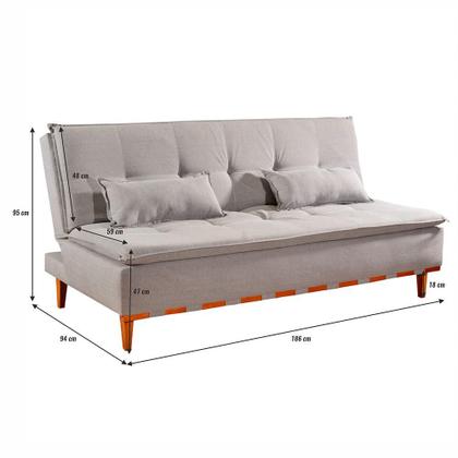 Imagem de Sofá-Cama Casal 3 Lugares Nice Linho Cinza Claro 186 cm
