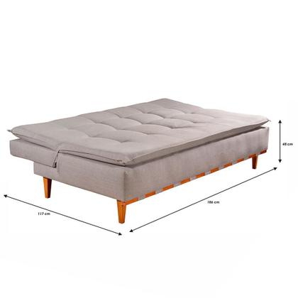 Imagem de Sofá-Cama Casal 3 Lugares Nice Linho Cinza Claro 186 cm
