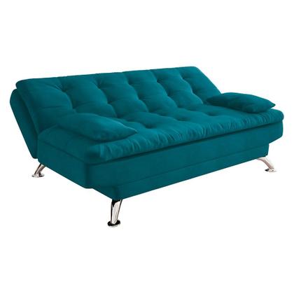Imagem de Sofá-Cama Casal 3 Lugares Premium A2 Suede Azul Turquesa