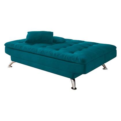 Imagem de Sofá-Cama Casal 3 Lugares Premium A2 Suede Azul Turquesa