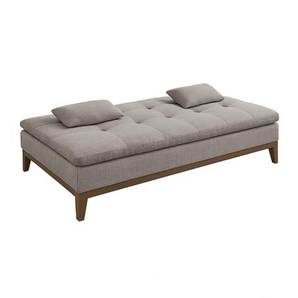Imagem de Sofá-Cama Casal 3 Lugares Premium Base e Pés de Madeira Linho Cinza