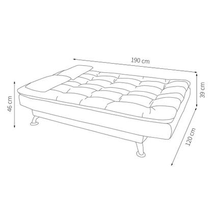 Imagem de Sofá-Cama Casal 3 Lugares Premium Suede Pés de Madeira Preto