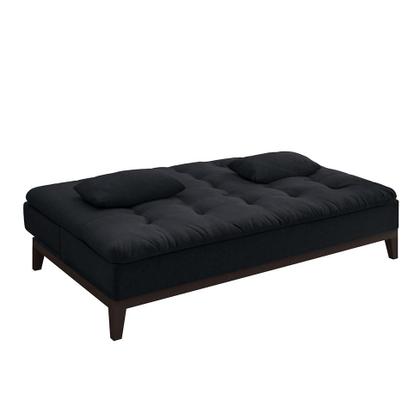 Imagem de Sofá-Cama Casal 3 Lugares Premium Suede Pés de Madeira Preto